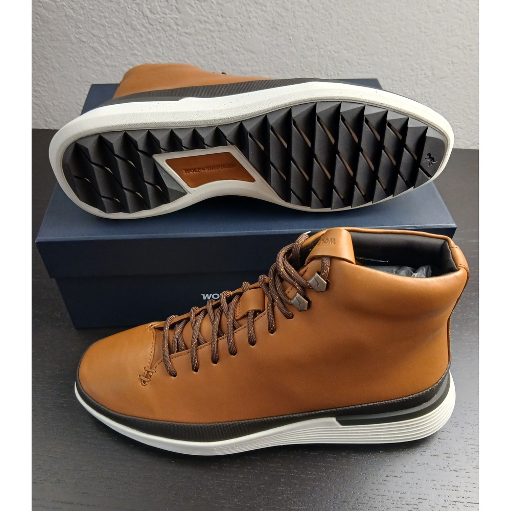 Wolf and Shepherd Crossover Hiker WTZ Honey White Leather Boots Mens 9.5 - Picture 6 of 13